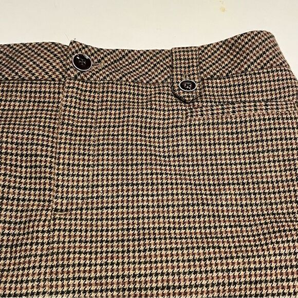 Eddie Bauer Women's Wool Blend Skirt Size 12 Black/Burgundy Houndstooth - Picture 4 of 6